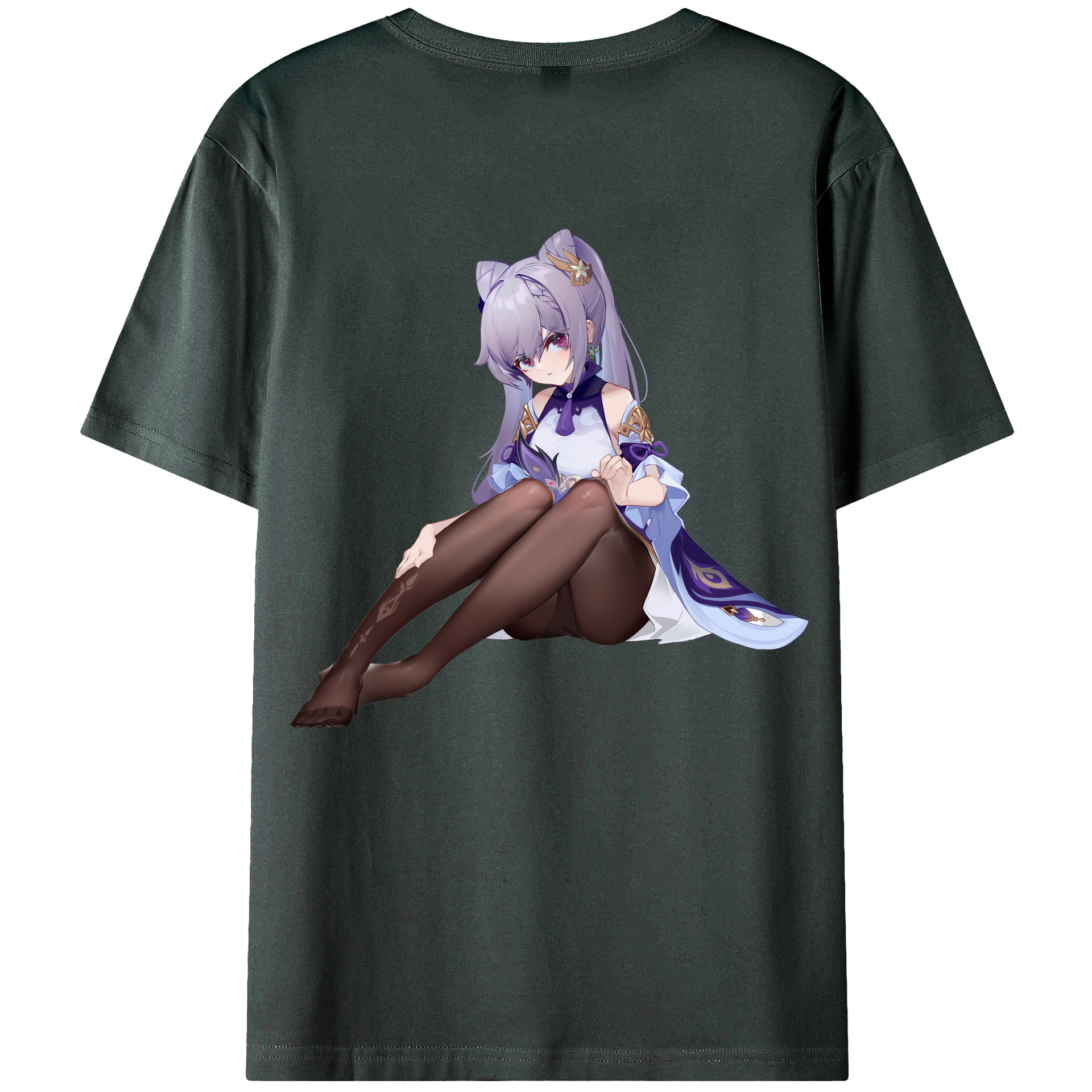 げんし神 刻晴 こくせい genshin Kokusei 綿100％ メンズ半袖Tシャツ（バックプリント） 通気性